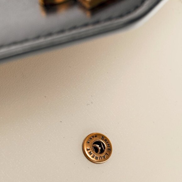 Saint Laurent Uptown Black & Crema Bos Taurus YSL Compact Wallet - Picture 8 of 13